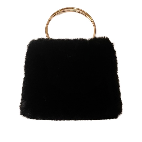 Fuzzy Black Evening Purse 9”x 8” - Picture 1 of 2